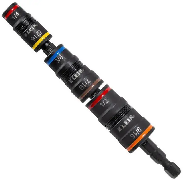 Main image of Impact Driver, SAE 7-in-1 Impact Rated Socket Set, 3 Flip Sockets with 6 Hex Driver Sizes and 1/4-Inch Bit Holder, 5-Inch Shaft