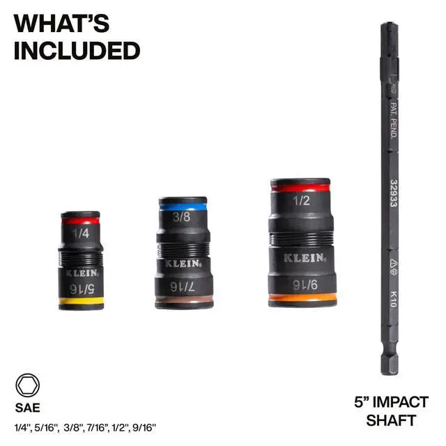 Alt view image 2 of 5 - Impact Driver, SAE 7-in-1 Impact Rated Socket Set, 3 Flip Sockets with 6 Hex Driver Sizes and 1/4-Inch Bit Holder, 5-Inch Shaft