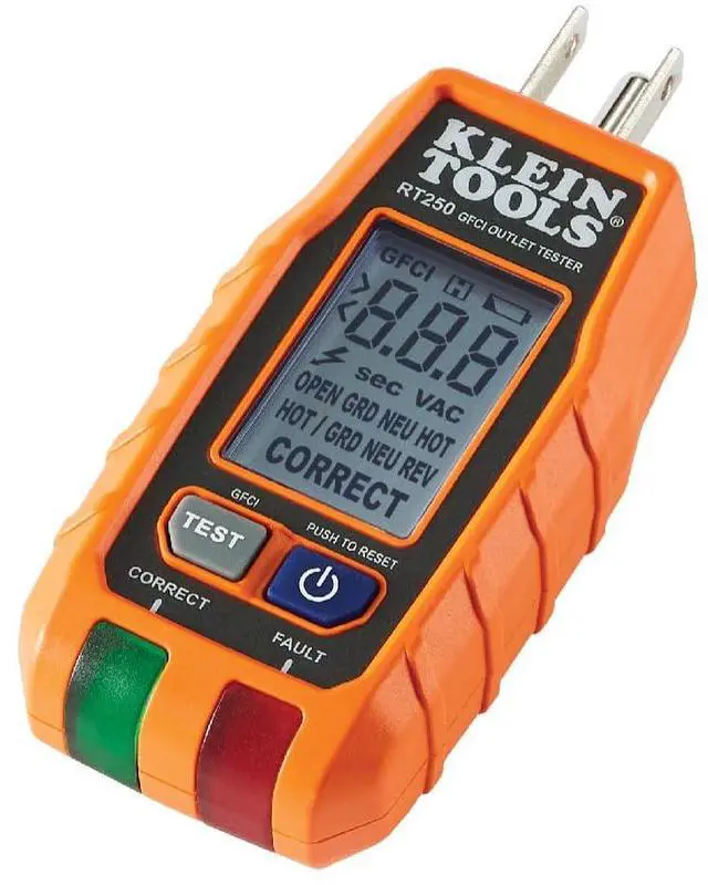 Main image of RT250 GFCI Outlet Tester with LCD Display, Electric Voltage Tester for Standard 3-Wire 120V Electrical Receptacles
