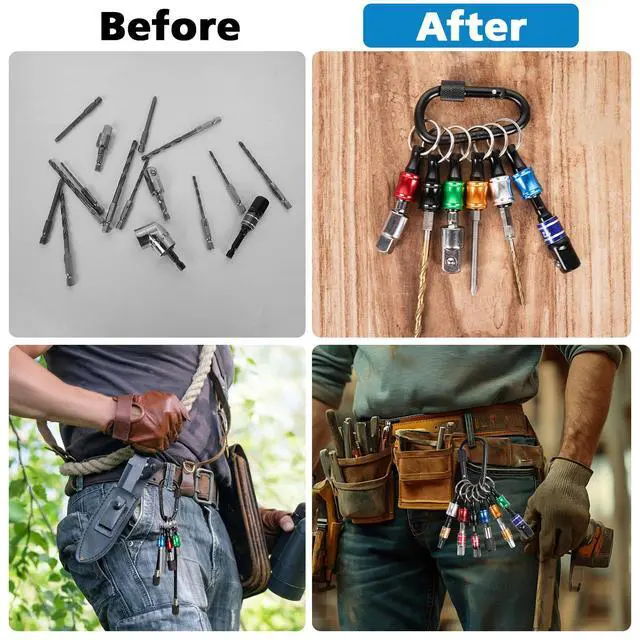 Alt view image 3 of 7 - 12PCS Bit Holders 1/4 Socket, Hex Shank Screwdriver Bit Holder for Impact Driver Drill Bit Keychain Extension Bar Quick Release Easy Change, Screwdriver Bit Holders for Tools & Home Improvement Gift