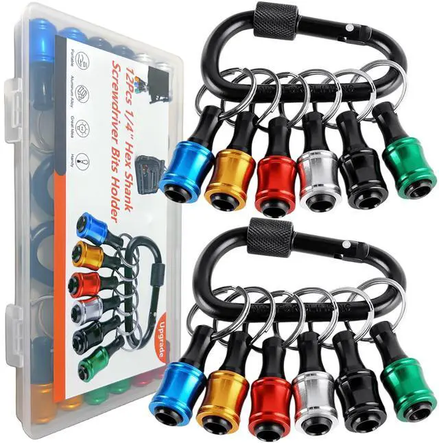 Main image of 12PCS Bit Holders 1/4 Socket, Hex Shank Screwdriver Bit Holder for Impact Driver Drill Bit Keychain Extension Bar Quick Release Easy Change, Screwdriver Bit Holders for Tools & Home Improvement Gift