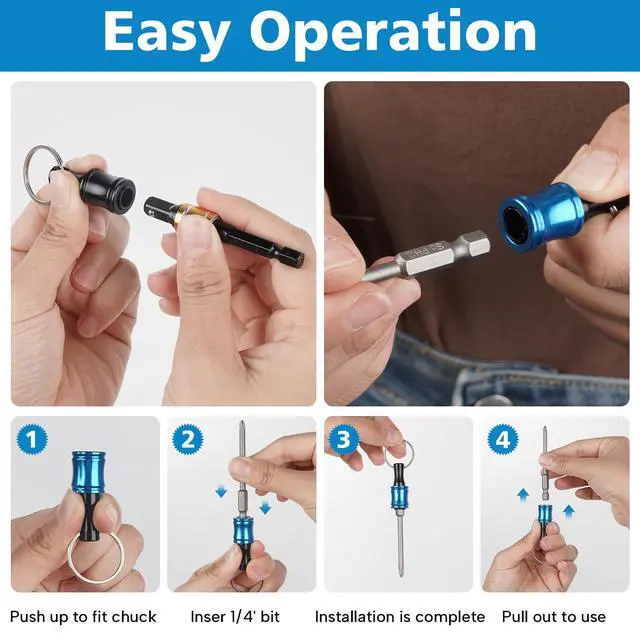 Alt view image 6 of 7 - 12PCS Bit Holders 1/4 Socket, Hex Shank Screwdriver Bit Holder for Impact Driver Drill Bit Keychain Extension Bar Quick Release Easy Change, Screwdriver Bit Holders for Tools & Home Improvement Gift