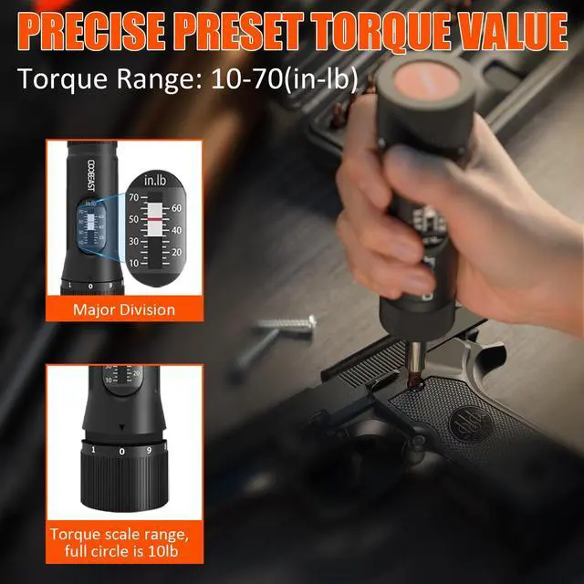 Alt view image 3 of 7 - 13Pcs Preset Torque Screwdriver with S2 Bits, 1/4 Drive Torque Wrench Screwdriver Set for Maintenance, Tools, Bike Repairing and Mounting, Inch Pound Torque Range 10-70 In-lb