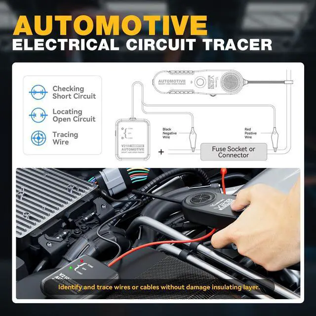 Alt view image 3 of 7 - V210 Wire Tracer Electrical Automotive Open & Short Finder Circuit Tester Circuit Breaker Finder Fault Probe Wire Tracker Electrical DC 6-42V