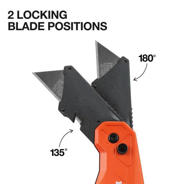 Alt view image 3 of 5 - FLICKBLADE 2-in-1 Folding Utility Knife and Scraper with Built-In Blade Storage, Dual Locking Positions, Includes 3 Triple-Ground Carbon Steel Blades