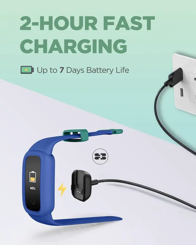 Alt view image 6 of 6 - Vigor 2 L Kids Fitness Tracker Watch for Boys Girls Ages 5-15, Activity Tracker, Heart Rate Sleep Monitor, IP68 Waterproof, Pedometer, Calorie Step Counter Watch, Blue