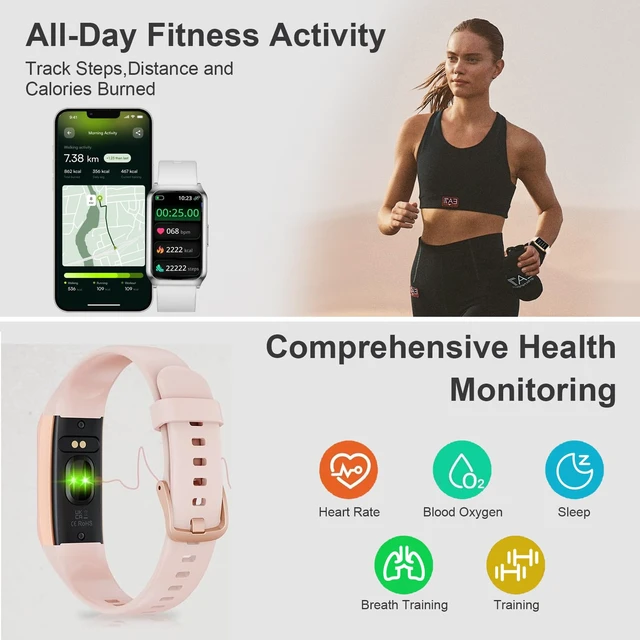 Alt view image 4 of 7 - Smart Watch,Fitness Tracker Watch 7 Day+ Battery with Heart Rate/Step Counter/Calories/spO2/Sleep Monitor,IP68 Fitness Smart Watches for Women Android&iOS Silver
