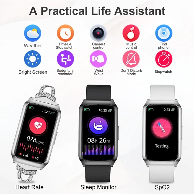 Alt view image 5 of 7 - Smart Watch,Fitness Tracker Watch 7 Day+ Battery with Heart Rate/Step Counter/Calories/spO2/Sleep Monitor,IP68 Fitness Smart Watches for Women Android&iOS Silver