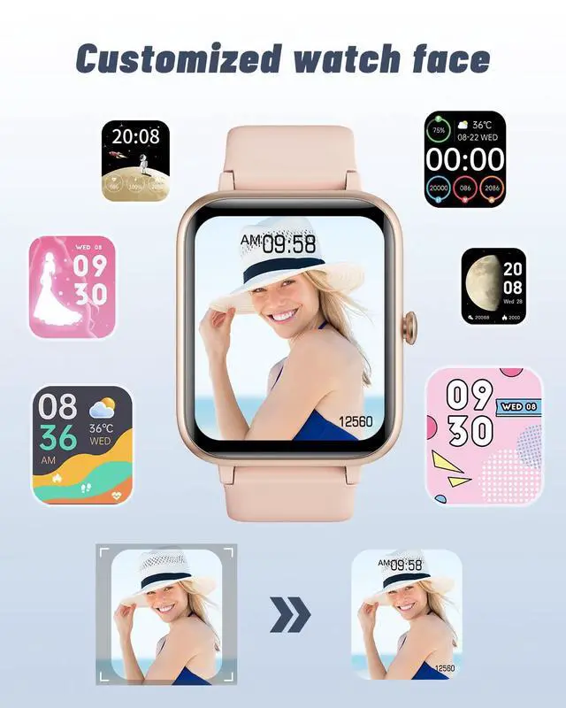 Alt view image 2 of 7 - Smart Watch for iOS and Android Phones (Answer/Make Calls), Watches for Women IP68 Waterproof Smartwatch Fitness Tracker Watch with Heart Rate/Sleep Monitor Steps Calories Counter (Pink)