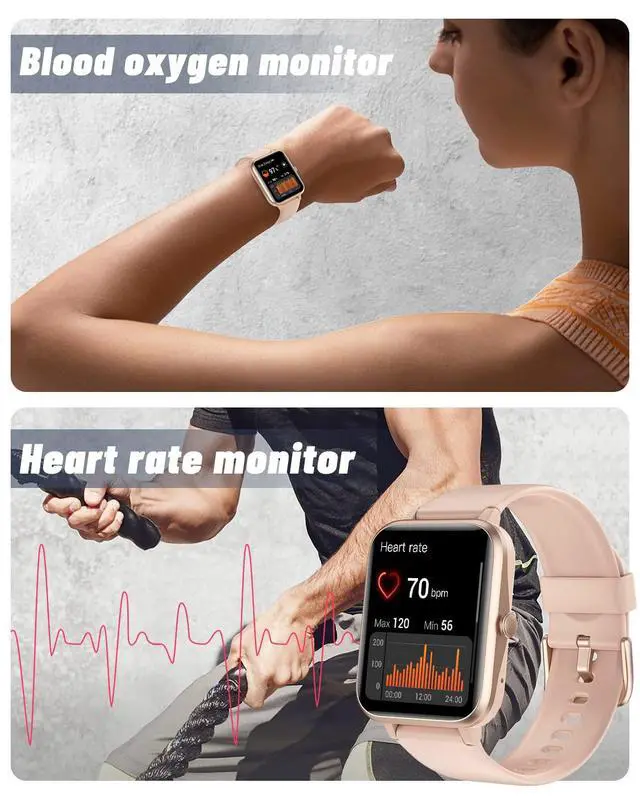 Alt view image 5 of 7 - Smart Watch for iOS and Android Phones (Answer/Make Calls), Watches for Women IP68 Waterproof Smartwatch Fitness Tracker Watch with Heart Rate/Sleep Monitor Steps Calories Counter (Pink)