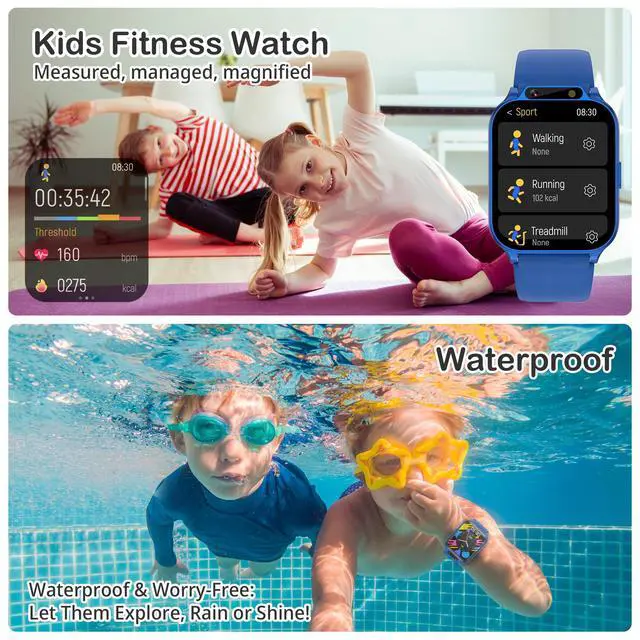 Alt view image 4 of 7 - Kids Smart Watch with Fitness Tracker, Waterproof, Heart Rate/Sleep Monitor, Sport Mode, Camera, Video, Recorder, Music, DIY Wallpaper, Game, SOS Button, NO APP/Phone, Gifts for Boy Girl 4-13 Year Old