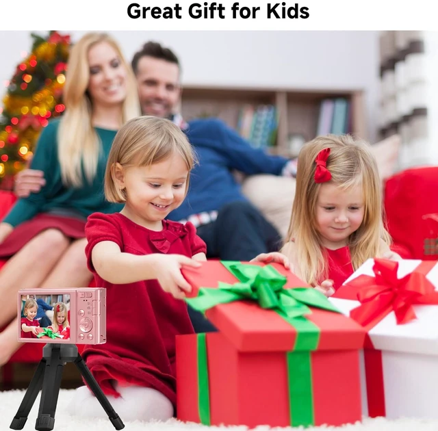 Alt view image 7 of 7 - Digital Camera, FHD 4K 44MP Digital Camera, 16X Digital Zoom, Digital Point and Shoot Camera with 3-LED Fill Lights, 64GB SD Card, Compact Camera for Kids Teen Boys Girls, Pink