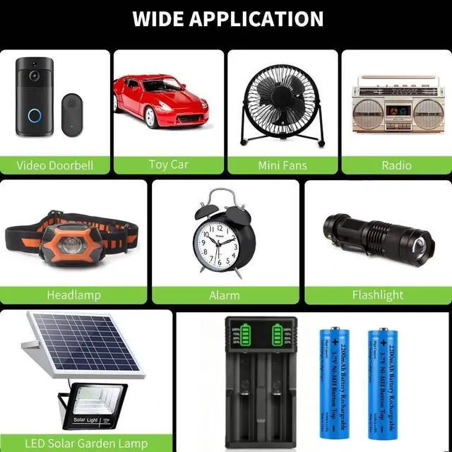 Alt view image 5 of 7 - 3.7V Battery Charger with 2 Pack 3.7V 2200mAh Button Top Battery Ni-MH, 2 Bay LCD Display Smart Universal USB Battery Chargers for Flashlights, Headlamps, Doorbells, RC Cars, Outdoor Garden Lights,etc