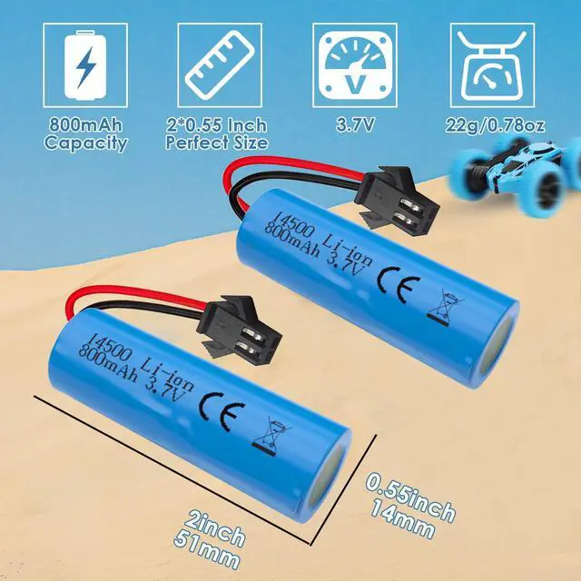 Alt view image 3 of 6 - 3.7V 800mah Li-ion Battery 2Pack with USB Chargers SM-2P Plug RC Rechargeable Battery Compatible with Remote Control Cars E35 DE38 DE40 DE50 DE55 TB202 TM141 Toy Cars 2Pack