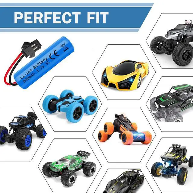 Alt view image 5 of 6 - 3.7V 800mah Li-ion Battery 2Pack with USB Chargers SM-2P Plug RC Rechargeable Battery Compatible with Remote Control Cars E35 DE38 DE40 DE50 DE55 TB202 TM141 Toy Cars 2Pack