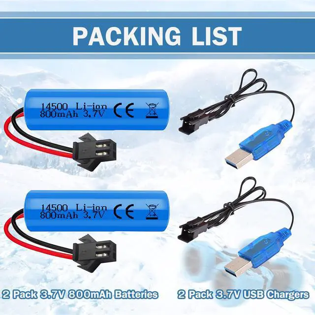Alt view image 6 of 6 - 3.7V 800mah Li-ion Battery 2Pack with USB Chargers SM-2P Plug RC Rechargeable Battery Compatible with Remote Control Cars E35 DE38 DE40 DE50 DE55 TB202 TM141 Toy Cars 2Pack