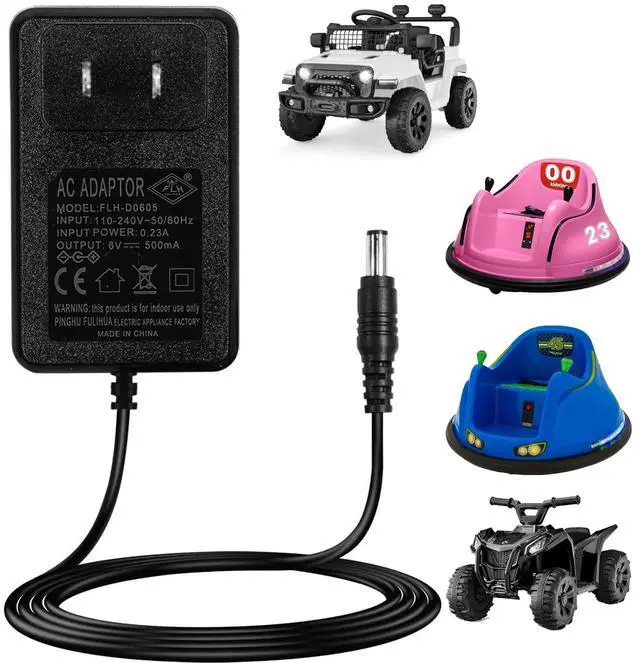 Main image of 6V Charger for Ride On Toys, Bumper Cars & Electric Vehicles - Compatible with Flybar,Kidzone,Unicorn,Best Choice Products SUV,Huffy,Dynacraft,Kid Trax,Hello Kitty 6 Volt Charger for Kids Motorcycle
