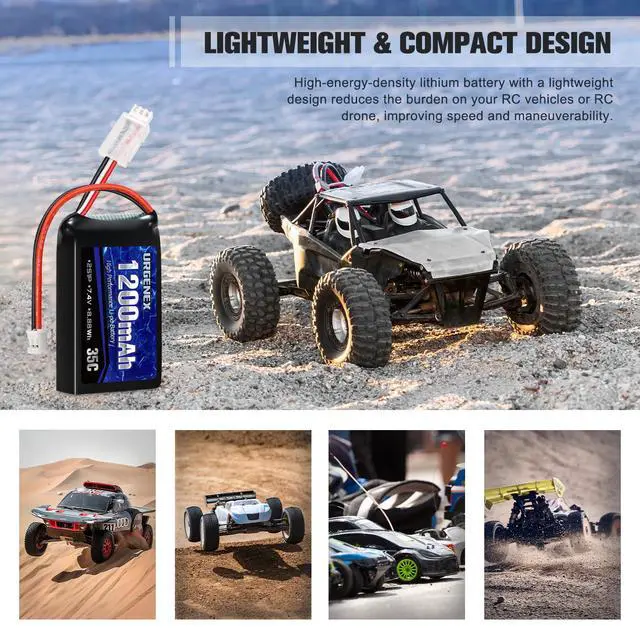 Alt view image 4 of 6 - SCX24 Battery 7.4V Lipos 2S 35C(Burst 70C) 1200mAh Rechargeable Lithium Battery with PH2.0 Plug Compatible with Most 1/10, 1/16, 1/18, 1/24 Scale RC Cars Trucks