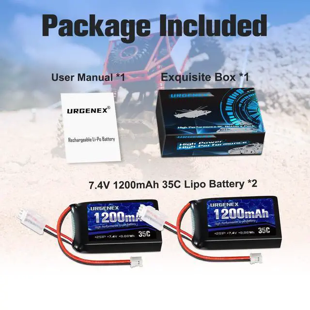 Alt view image 6 of 6 - SCX24 Battery 7.4V Lipos 2S 35C(Burst 70C) 1200mAh Rechargeable Lithium Battery with PH2.0 Plug Compatible with Most 1/10, 1/16, 1/18, 1/24 Scale RC Cars Trucks