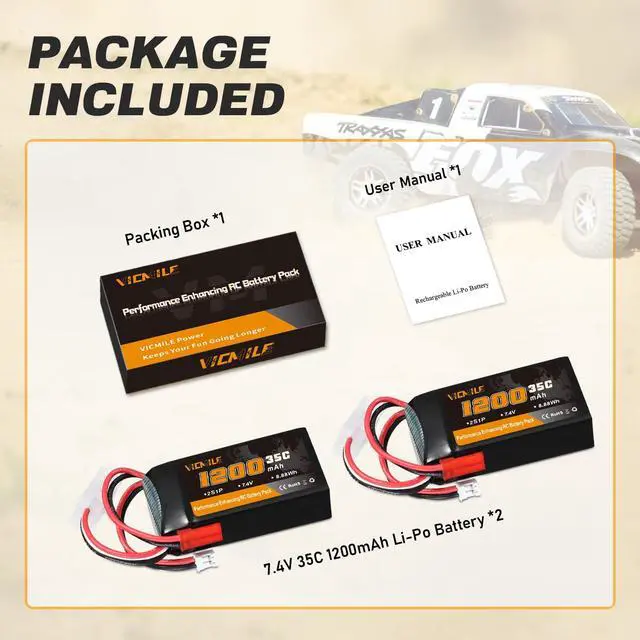 Alt view image 7 of 7 - SCX24 Battery 7.4V 1200mAh Lipo Battery 2S 35C(Burst 70C) with PH2.0 JST Plug Fit for SCX24 RC Car WLtoys A949 A959 A969 A979 K929 and Most 1/10 1/16 1/18 1/24 RC Truck