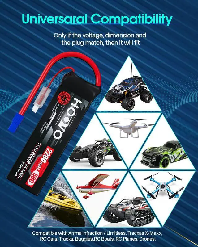 Alt view image 7 of 7 - 3S 11.1V Lipo Battery 2200mAh 50C with EC3 Plug for RC Car Boat Truck Multi-Motor Heli Airplane Quadcopter Helicopter Hobby