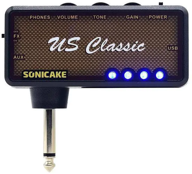 Main image of Guitar Headphone Amp Mini Guitar Headphone Amplifier US Classic Rechargeable Plug-in Pocket Overdrive Reverb Effects for Home Silent Practice
