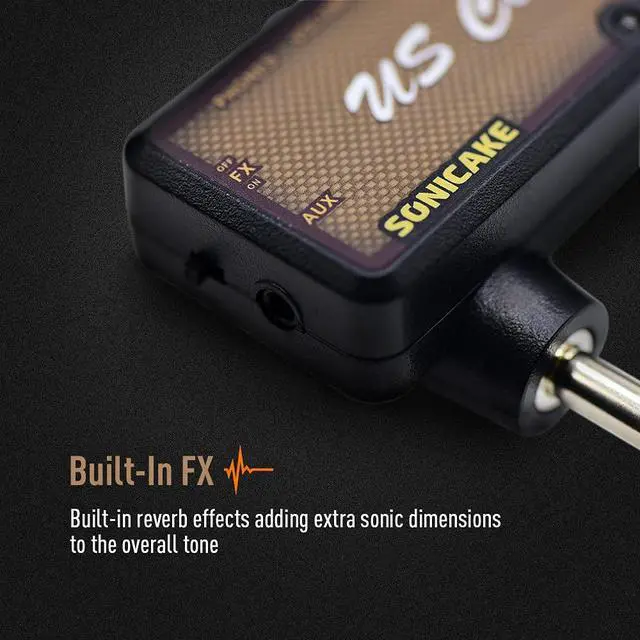 Alt view image 3 of 7 - Guitar Headphone Amp Mini Guitar Headphone Amplifier US Classic Rechargeable Plug-in Pocket Overdrive Reverb Effects for Home Silent Practice