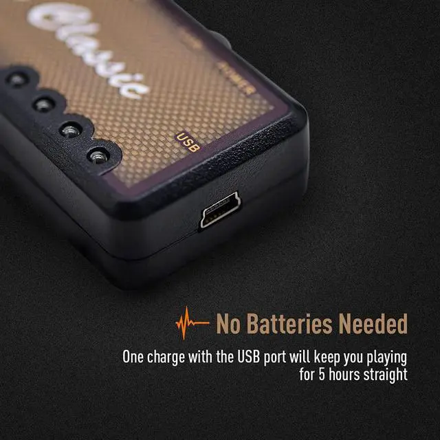 Alt view image 4 of 7 - Guitar Headphone Amp Mini Guitar Headphone Amplifier US Classic Rechargeable Plug-in Pocket Overdrive Reverb Effects for Home Silent Practice