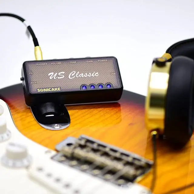 Alt view image 6 of 7 - Guitar Headphone Amp Mini Guitar Headphone Amplifier US Classic Rechargeable Plug-in Pocket Overdrive Reverb Effects for Home Silent Practice