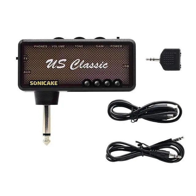 Alt view image 7 of 7 - Guitar Headphone Amp Mini Guitar Headphone Amplifier US Classic Rechargeable Plug-in Pocket Overdrive Reverb Effects for Home Silent Practice