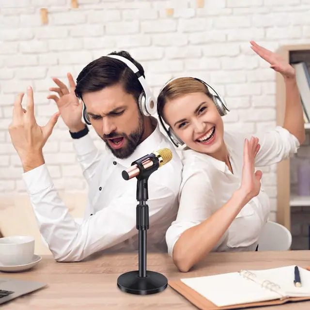 Alt view image 7 of 7 - 2 Pack Small Microphone Stand Desk, Desktop Mic Stand Adjustable Microphone Holder Lightweight Table Mic Stand with Mic Clip for Blue Yeti Shure Microphone, without Microphone