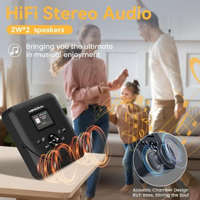 Alt view image 5 of 7 - CD Player Portable, Bluetooth CD Player with Speakers and FM Transmitter,Support TF Card,Rechargeable Player for Car/Home with 2.0 TFT Screen