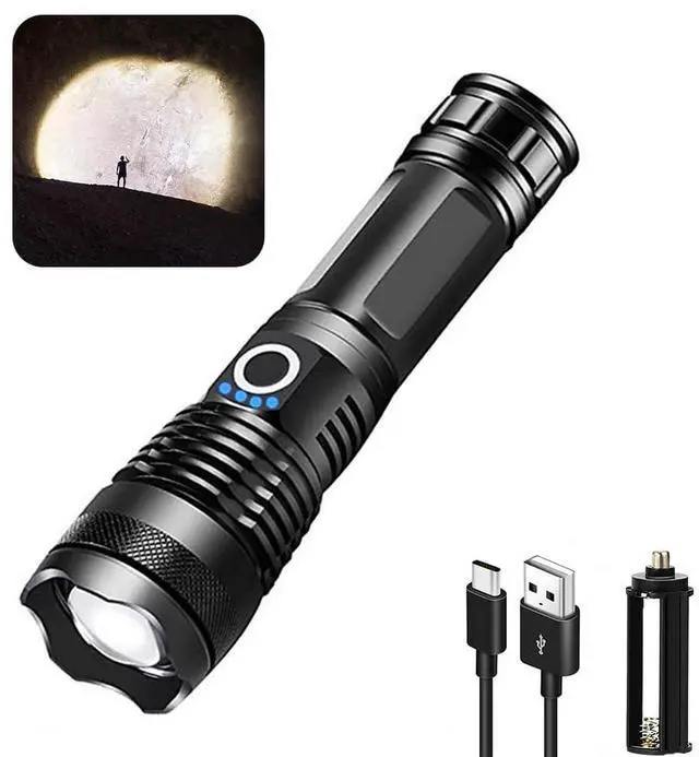 Main image of LED Flashlights, 10000 Lumen Super Bright Tactical Flashlight, Rechargeable Flash Light, 5 Modes Zoomable Waterproof Flash Lights for Emergency, Camping, Hiking, Outdoor, Home
