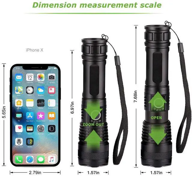 Alt view image 3 of 6 - LED Flashlights, 10000 Lumen Super Bright Tactical Flashlight, Rechargeable Flash Light, 5 Modes Zoomable Waterproof Flash Lights for Emergency, Camping, Hiking, Outdoor, Home