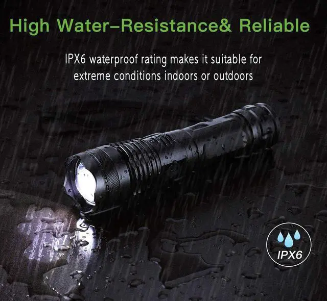 Alt view image 5 of 6 - LED Flashlights, 10000 Lumen Super Bright Tactical Flashlight, Rechargeable Flash Light, 5 Modes Zoomable Waterproof Flash Lights for Emergency, Camping, Hiking, Outdoor, Home