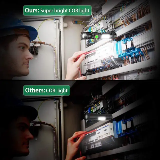 Alt view image 4 of 7 - Rechargeable Tactical Flashlight, USB Magnetic Flashlights with COB Flash Light - 4 Models, Zoomable, Waterproof, LED Tactical Flashlight High Lumen Bright for Indoor Outdoor Camping 2 Pack