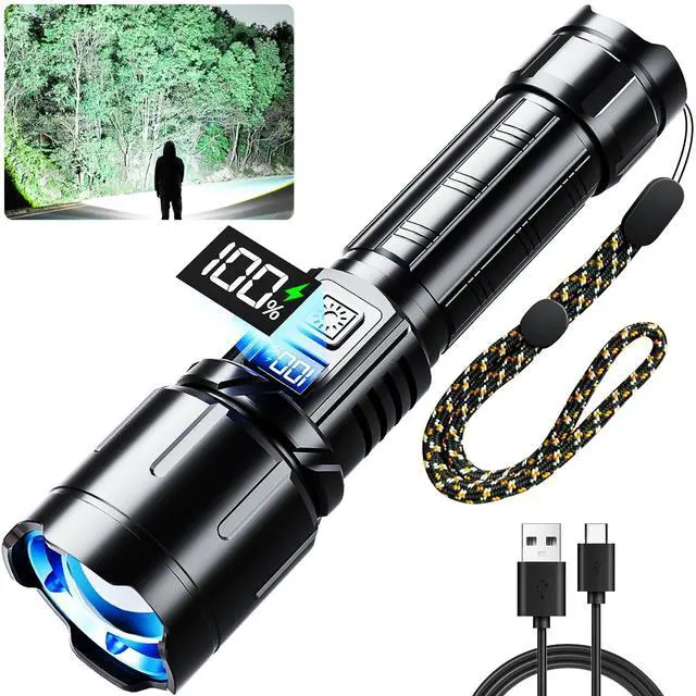 Main image of Rechargeable Flashlight 99000 High Lumens, LED Super Bright Flash Light, Tactical Flashlights with LCD Power Display, 6 Modes, Waterproof, Brightest Flashlight for Emergencies Camping
