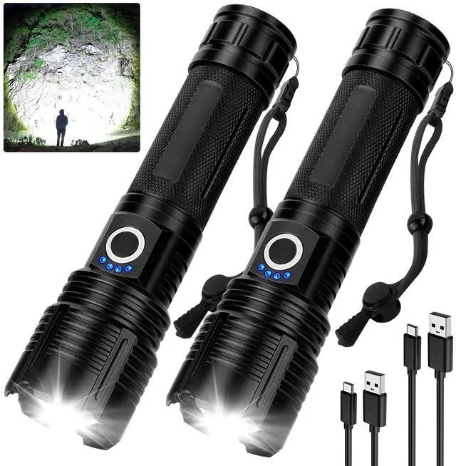 Main image of 2Pack Flashlights High Lumens Rechargeable, 99,000 Lumens Super Bright LED Flashlight, Powerful Flash Light with 5 Modes, Flashlights for Home Camping, IPX7 Waterproof