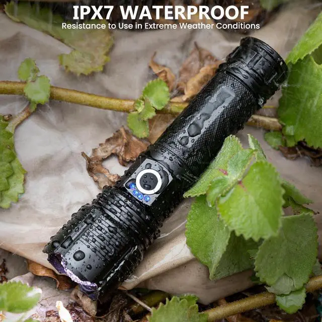 Alt view image 7 of 7 - 2Pack Flashlights High Lumens Rechargeable, 99,000 Lumens Super Bright LED Flashlight, Powerful Flash Light with 5 Modes, Flashlights for Home Camping, IPX7 Waterproof