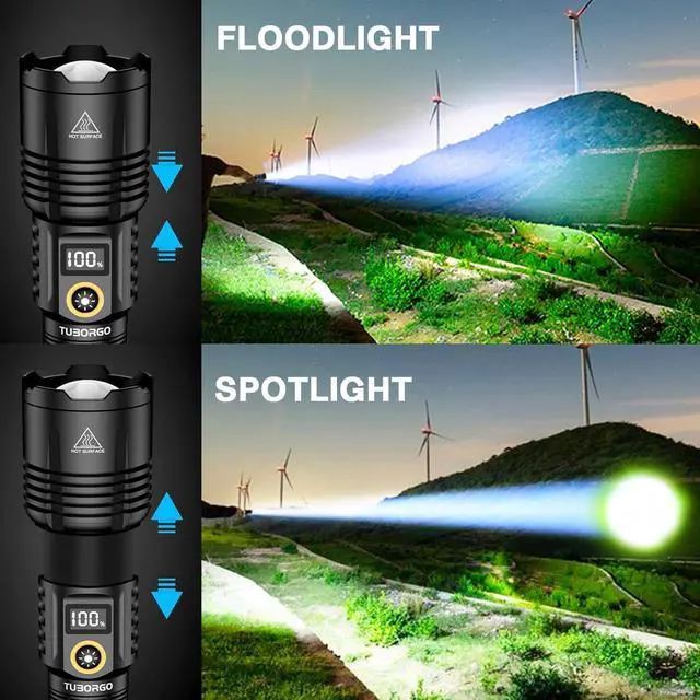 Alt view image 3 of 7 - Rechargeable Flashlights 2200 High lumens, Super Bright LED Tactical Flashlight, Zoomable, IPX6 Waterproof, 6 Modes, Powerful Handheld Flash Light for Emergencies, Camping, Hiking