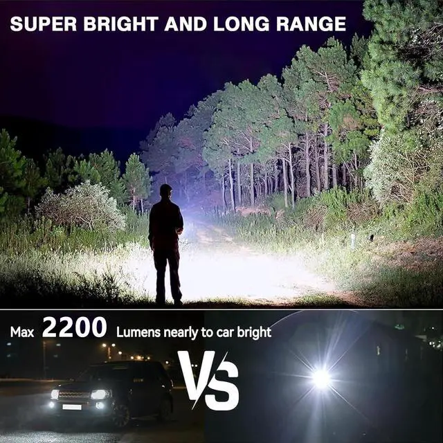 Alt view image 7 of 7 - Rechargeable Flashlights 2200 High lumens, Super Bright LED Tactical Flashlight, Zoomable, IPX6 Waterproof, 6 Modes, Powerful Handheld Flash Light for Emergencies, Camping, Hiking