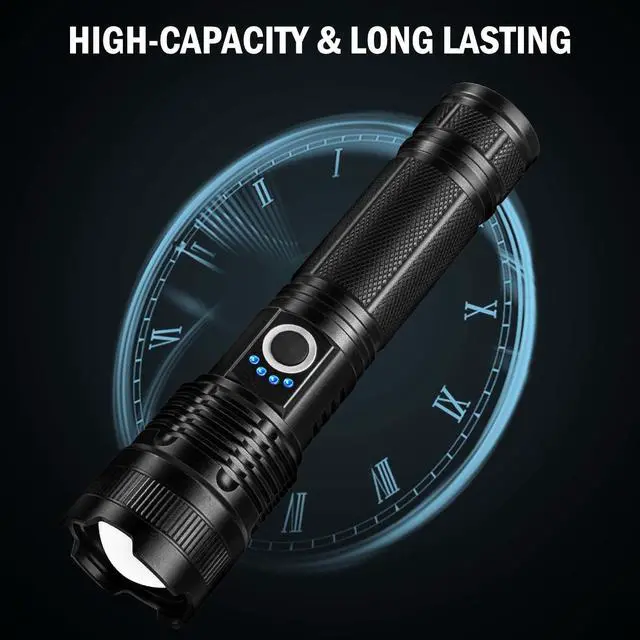 Alt view image 5 of 7 - Led Flashlights High Lumens Rechargeable 2 Pack, 99000 Lumen Super Bright Fashlight with 5000Ah attery, Waterproof Powerful Flash Light Multifunctional Flashlights for Home Camping Hiking