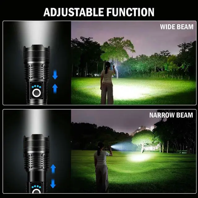 Alt view image 6 of 7 - Led Flashlights High Lumens Rechargeable 2 Pack, 99000 Lumen Super Bright Fashlight with 5000Ah attery, Waterproof Powerful Flash Light Multifunctional Flashlights for Home Camping Hiking
