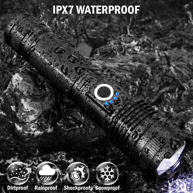Alt view image 7 of 7 - Led Flashlights High Lumens Rechargeable 2 Pack, 99000 Lumen Super Bright Fashlight with 5000Ah attery, Waterproof Powerful Flash Light Multifunctional Flashlights for Home Camping Hiking