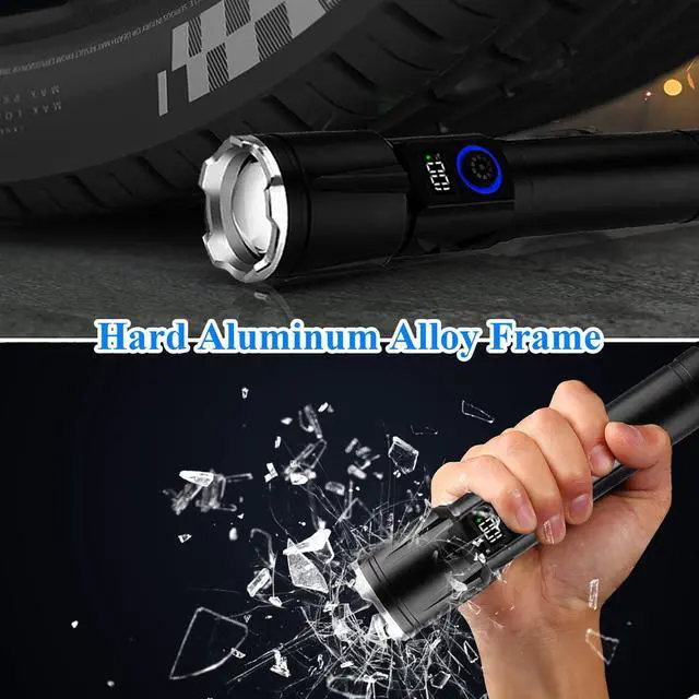 Alt view image 6 of 7 - Magnetic Rechargeable Flashlights 990,000L High Lumens, Super Bright LED Tactical Handheld Flash Light with 5 Modes, USB C, Zoomable Beam, Digital Power Display, IP76 Waterproof