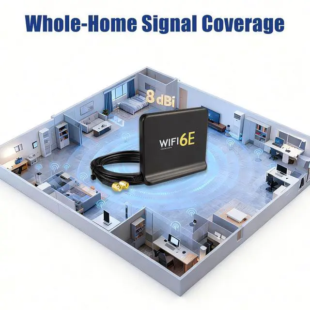 Alt view image 5 of 7 - WiFi 6E Antenna MIMO Tri-Band 2.4GHz 5GHz 6GHz with Magnetic Base 8dBi WiFi Antenna RP-SMA 6.56ft Cable + SMA Male for PCIe/PCI Motherboards Laptops Desktops Security Cameras Wireless APs