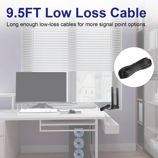Alt view image 4 of 7 - WiFi 7 WiFi 6E Antenna Tri-Band Gaming PC Bluetooth RP-SMA Antenna | Magnetic Base Antenna for Asus Gigabyte MSI Gaming Motherboard PC Desktop Computer WiFi 7 Router WiFi PCIe Card, Eifagur