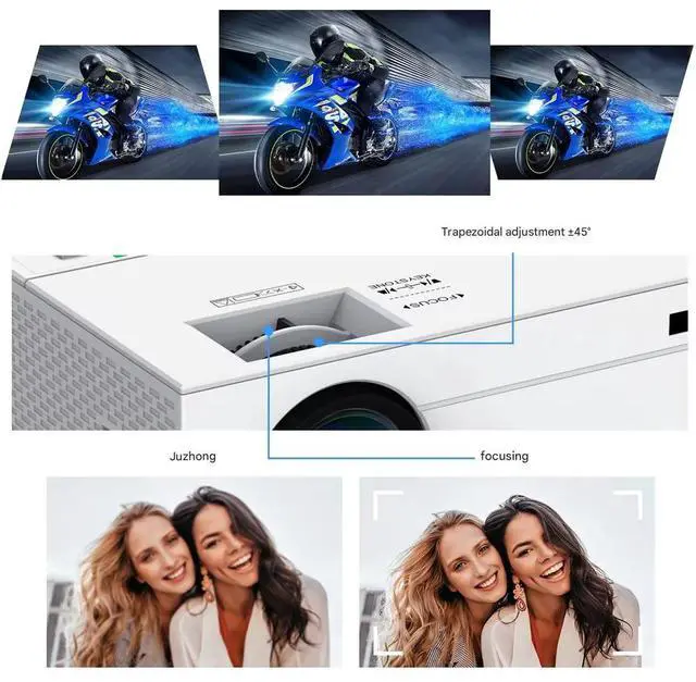 Alt view image 3 of 7 - Jicheng Mini Projector with Wifi and Bluetooth, 4K Supported Smart Portable Projecteur with M8 for iOS/Android/TV Stick/HDMI/USB/Laptop/PS5,White