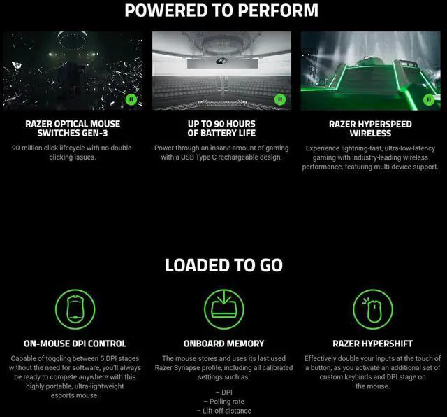 Alt view image 4 of 7 - DeathAdder V3 Pro Wireless Ergonomic Esports Gaming Mouse: 63g Ultra-Lightweight 30K DPI Optical Sensor - 5 Programmable Buttons - Black