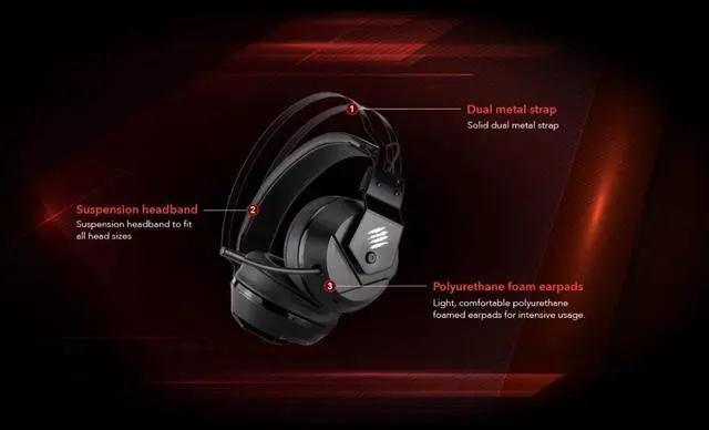 Alt view image 3 of 7 - Mad Catz The Authentic F.R.E.Q. 2 Wired Gaming Headset with 40mm Neodymium Drivers, 3.5mm connection Compatible with PC, Mac, PS4, Xbox One as well as mobile and smart devices